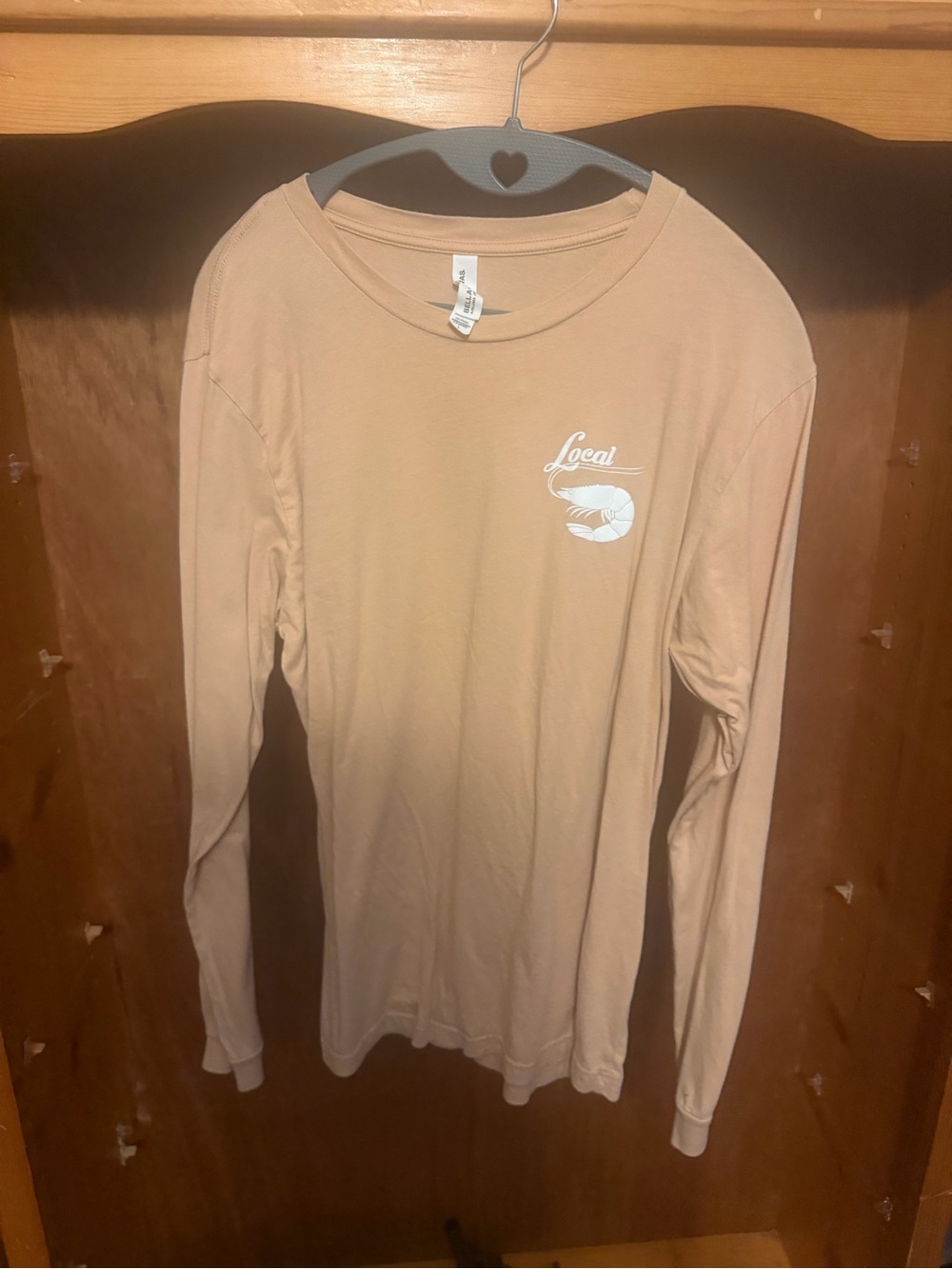 Bella Canvas Long Sleeve Tee in Light Tan with White Logo